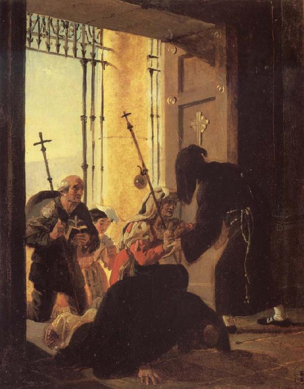 Karl Briullov Pilgrims in the Doorway of a Church Germany oil painting art